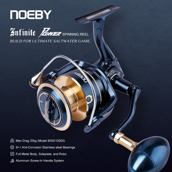 Noeby-Aluminum Spinning Fishing Reel, Zinc Alloy Gear, Sea Spool